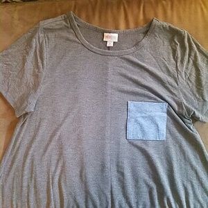 EUC Lularoe Carly in Gray with blue pocket, Medium